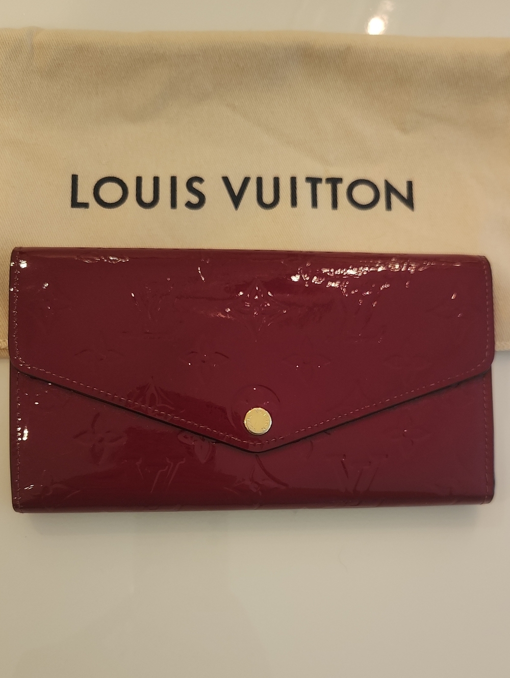 Louis Vuitton Sarah Wallet Monogram Vernis Patent Leather + Dust Bag